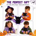 Plushland Halloween Black Bat Stuffed Animal Plush Toys,Soft Toy Gifts for Kids 7 Inch