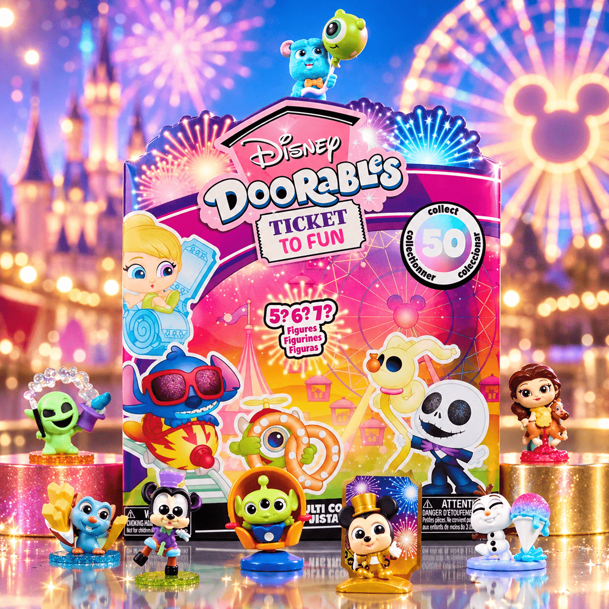 Disney Doorables Ticket to Fun Multi Peek, Festival-Themed Collectible Figures with 5, 6, or 7 Surprise Toys, Ages 5+