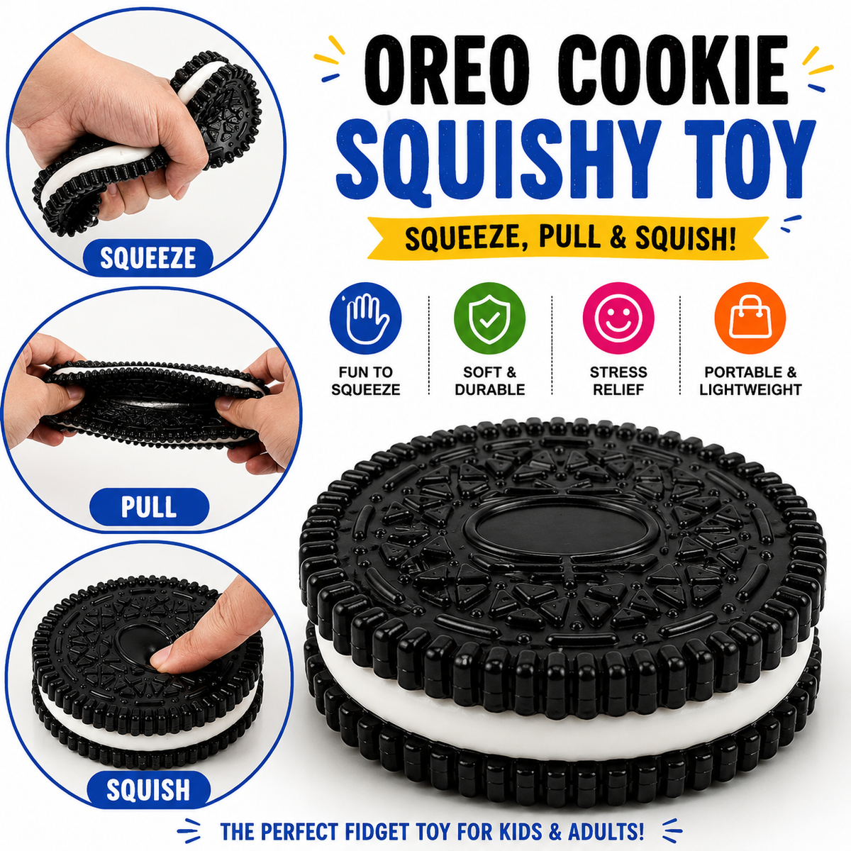 Sticky Cookie Squishy Toy – Soft Squeeze Sensory Fidget Toy for Kids & Adults