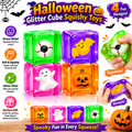 4 Pack Halloween Stress Cube Glow in the Dark Slow Rising Cube Squishy