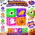 4 Pack Halloween Stress Cube Glow in the Dark Slow Rising Cube Squishy