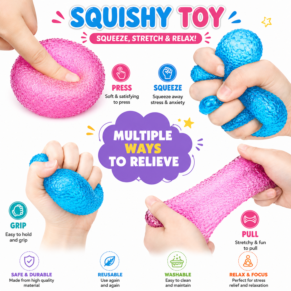 2 Pack Gumdrop Squishy Toys – Soft Sensory Squeeze Fidget Toys for Kids & Adults