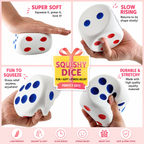 funny squee Large Dice Stress Ball - 3.1 Inches Foam Dice Squishies Toys for Kids Board Game - to Get Your Lucky Numbers!