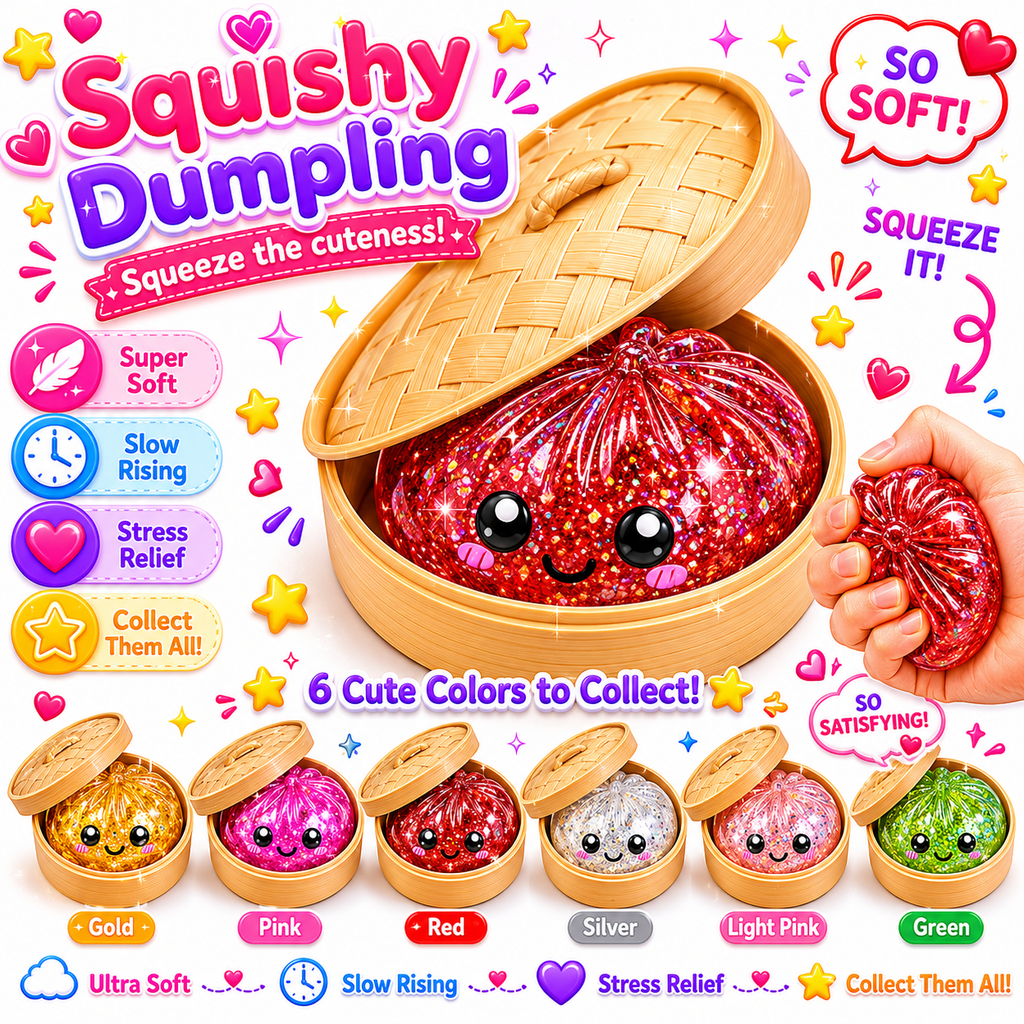 Dumpling Squishy Toys -  Gaint Dumpling Squishy Mystery Box - Assorted Colors - Colorful Squishies Dumplings Stress Balls Toy - Stocking Stuffers with Food Steamer Stretchy Desk Toy