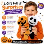Reversible Halloween Plush 9.8 Inch Pumpkin & Skeleton Dual Head Black