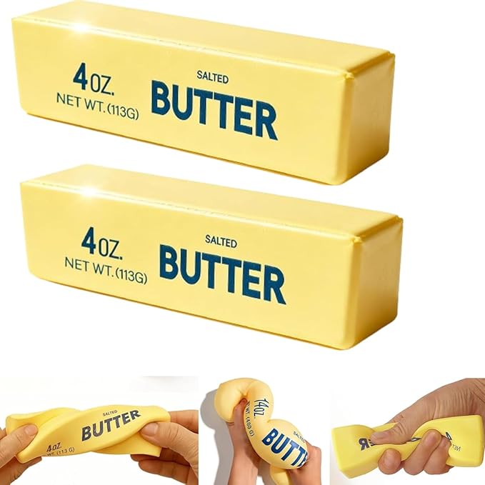 2Pcs Slow Rising Butter Squishy Toy - Squishy Butter Stick - Food Squishies Swuishy Butter Stress Ball - ﻿Butter Squishy Cheap Suitable for Adults and Children - Home - Office - Travel（Yellow）