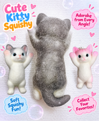 3D Chubby Cat Squishy for Stress Relief – Hyper-Realistic Cat Squeeze Sensory Tool for Adults & Teens 16+ | Ultra-Soft Decompression Fidget Toy | Cute Collectible Desk Decor (Gray)
