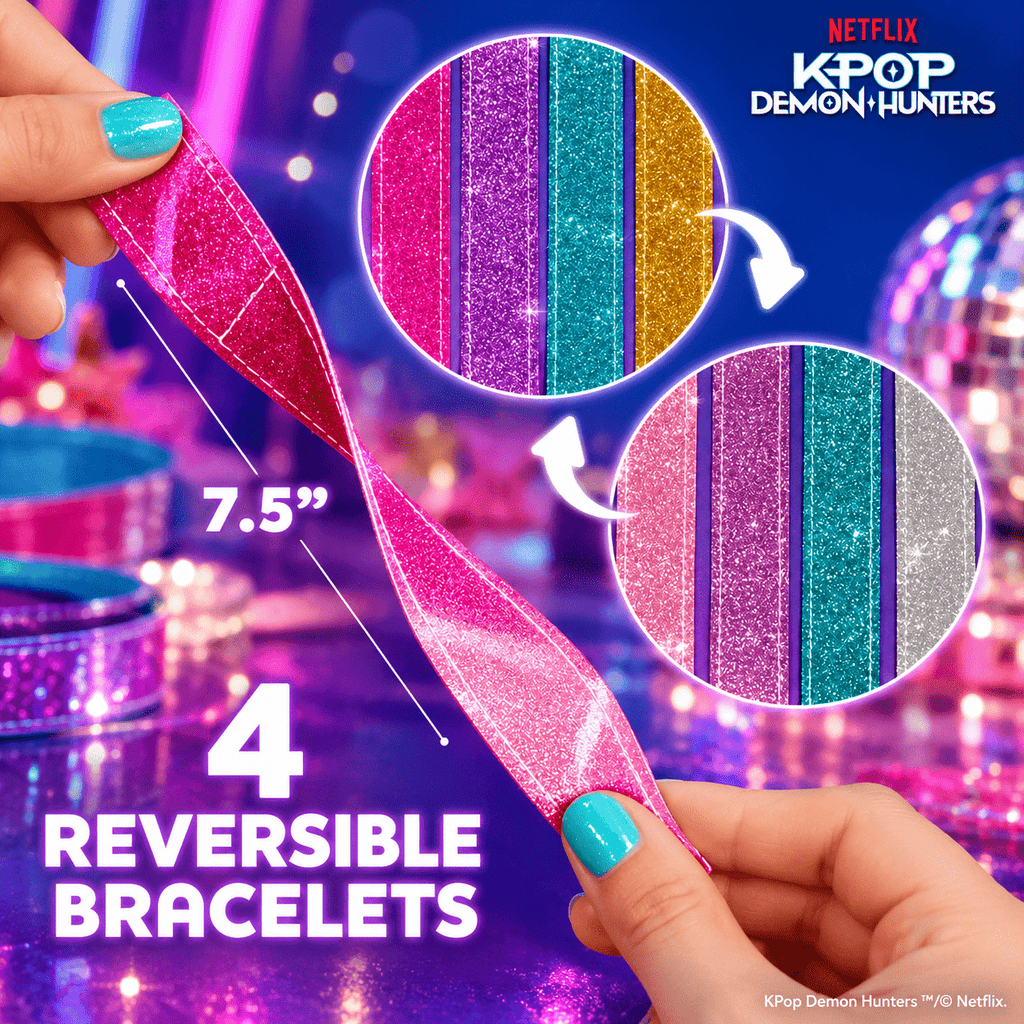 KPop Demon Hunters Bracelet Making Combo – Sparkle Bracelet Kit + Rumi, Mira & Zoey Friendship Bracelet 3-Pack