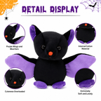 Plushland Halloween Black Bat Stuffed Animal Plush Toys,Soft Toy Gifts for Kids 7 Inch