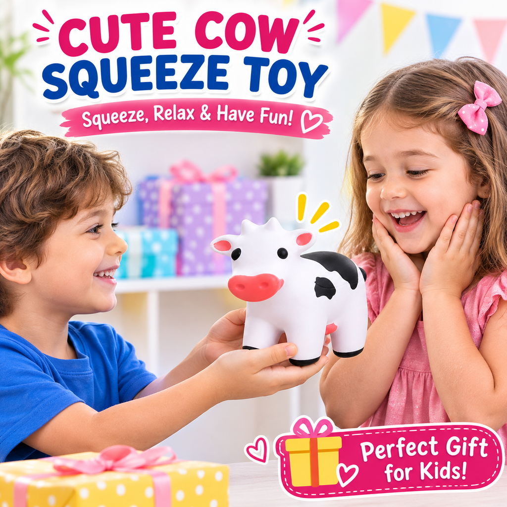 Cute Cow Squishy Squeeze Toy – Soft Sensory Fidget Toy for Kids
