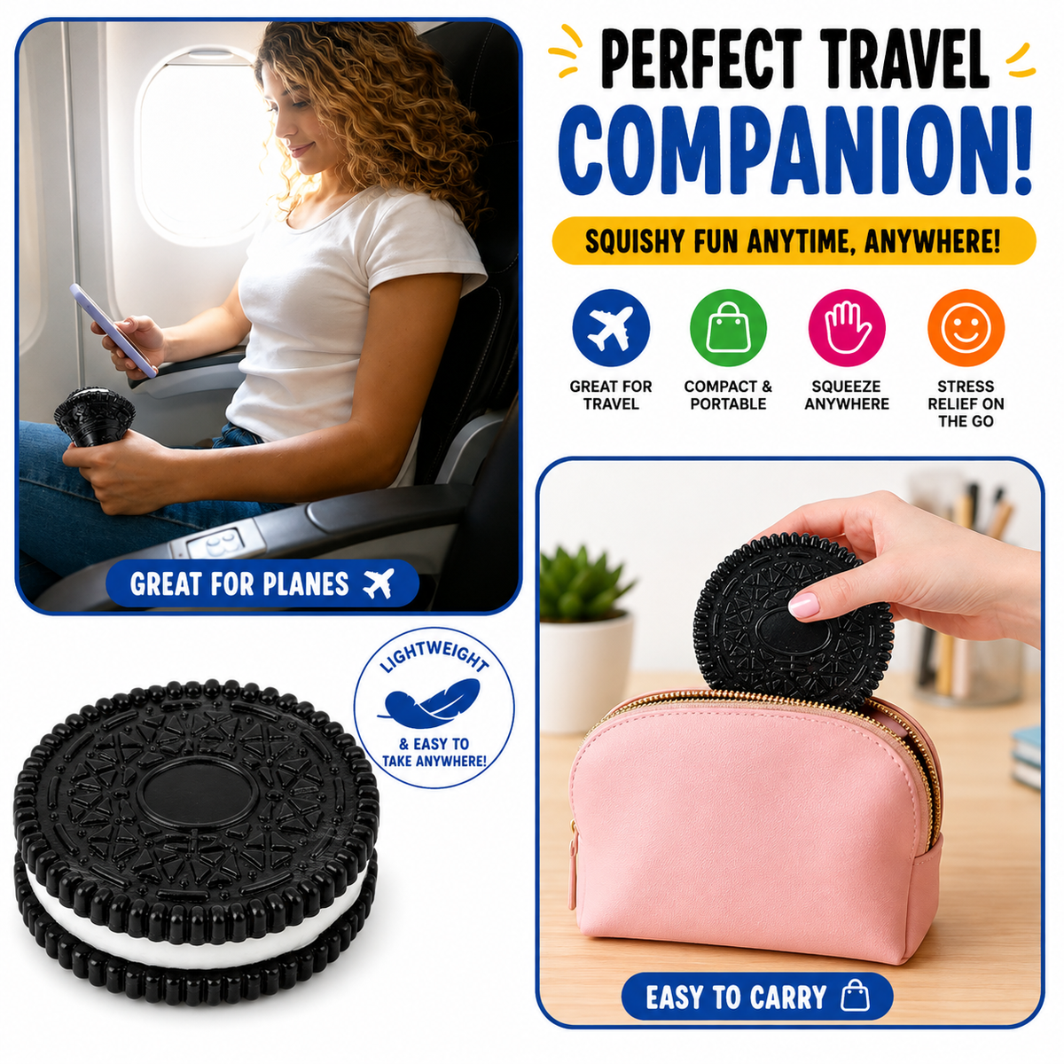 Sticky Cookie Squishy Toy – Soft Squeeze Sensory Fidget Toy for Kids & Adults