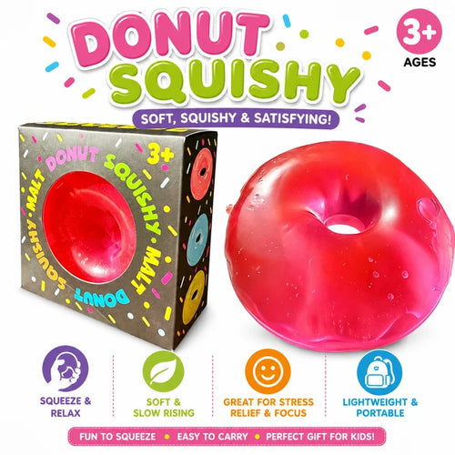4 PCS Squishy Toy Set – Donut, Apple, Strawberry & Colorful Cube Sensory Squeeze Toys
