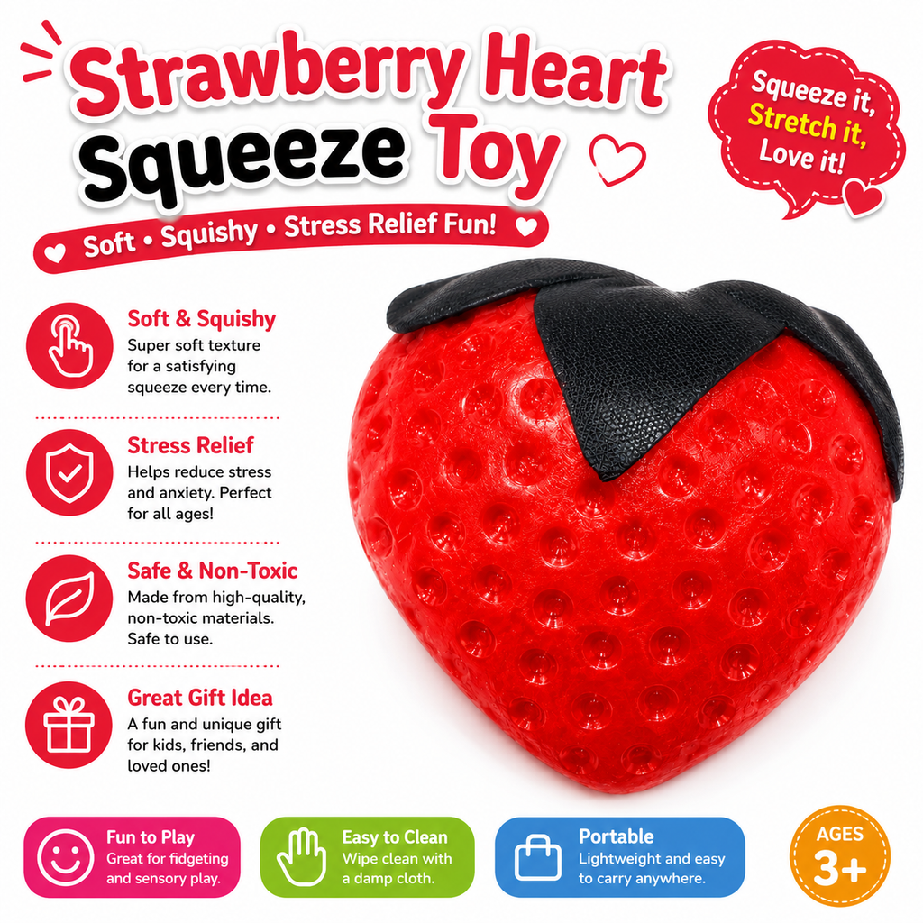 4 PCS Squishy Toy Set – Donut, Apple, Strawberry & Colorful Cube Sensory Squeeze Toys