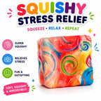4 PCS Squishy Toy Set – Donut, Apple, Strawberry & Colorful Cube Sensory Squeeze Toys