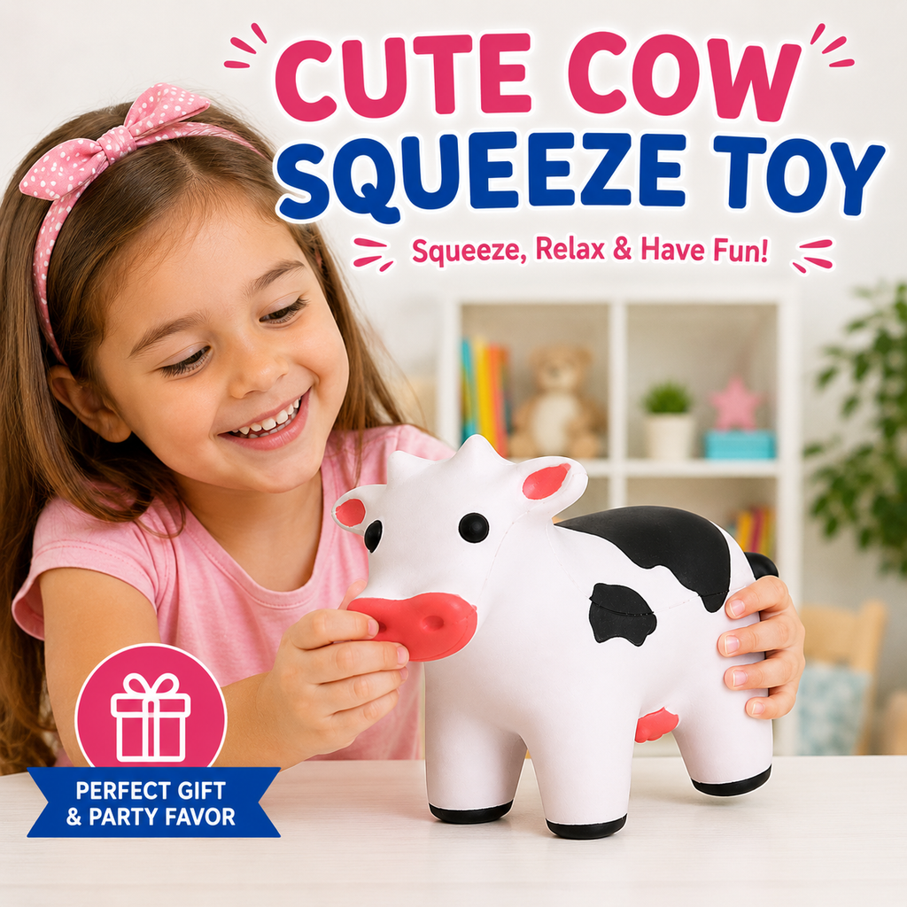 Cute Cow Squishy Squeeze Toy – Soft Sensory Fidget Toy for Kids