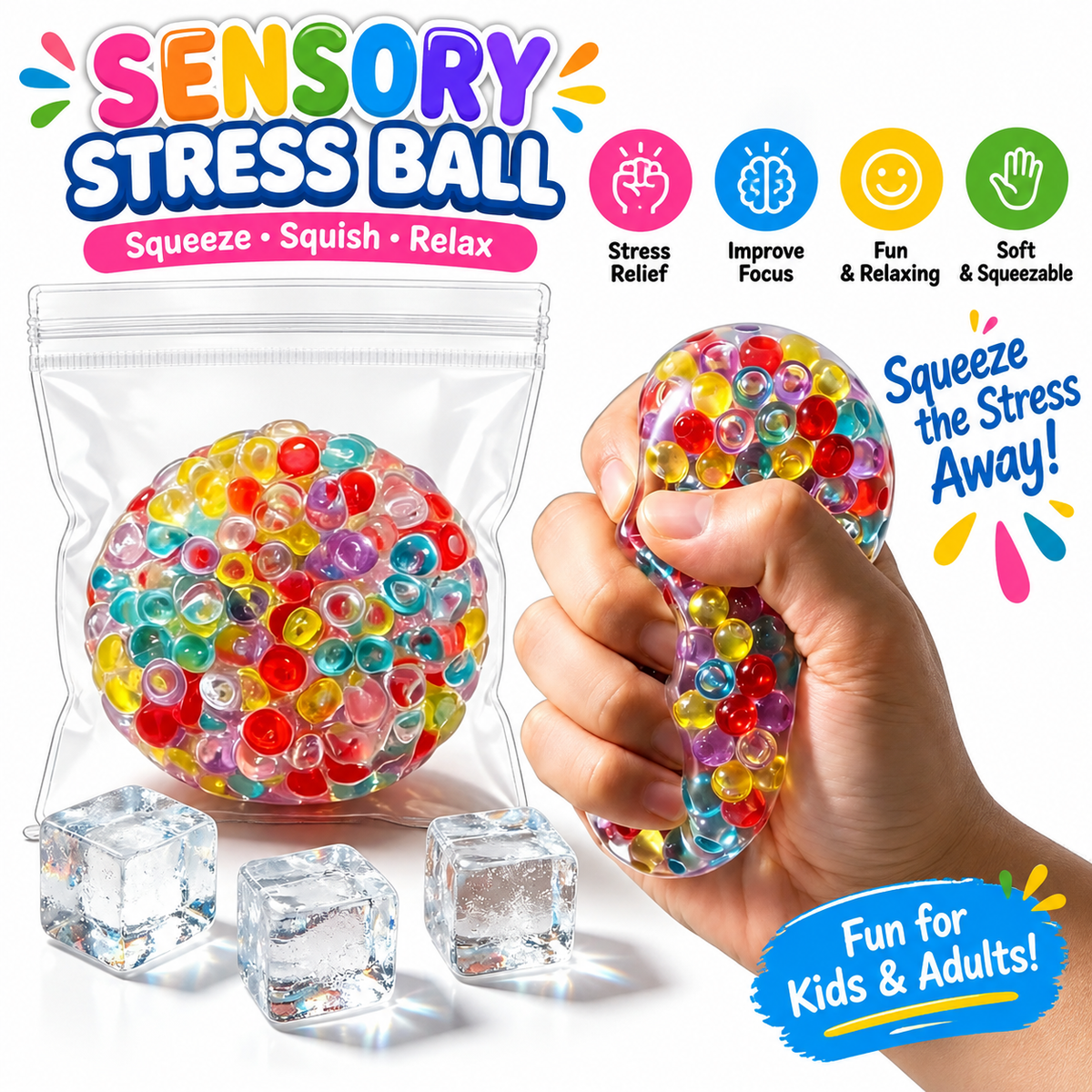 Crunchy Squishy Stress Ball Toys - Squeeze Balls Fidget Toys for Adults - Grape Noisy Squishy Ball for Relieve Stress Crunchy Sensory Toy
