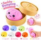 Dumpling Squishy Toys -  Gaint Dumpling Squishy Mystery Box - Assorted Colors - Colorful Squishies Dumplings Stress Balls Toy - Stocking Stuffers with Food Steamer Stretchy Desk Toy