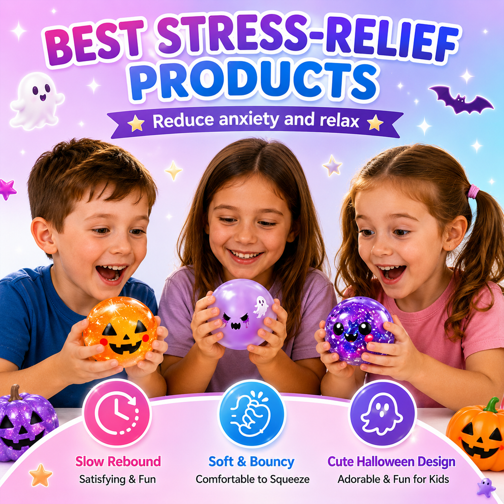 Halloween Spooky Ghost Ball - Halloween Squeeze with Box - Stress Relief Fidget Sensory for Anxiety Relief