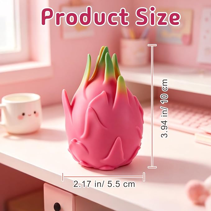 Dragon Fruit Squishy, Realistic Squishys Dragon Fruit Slow Rising Fidget Toy Stress Ball, Soft Squeeze Squishy Stress Relieve Toy, Flexible Squeezable Decompression Gift for Adults
