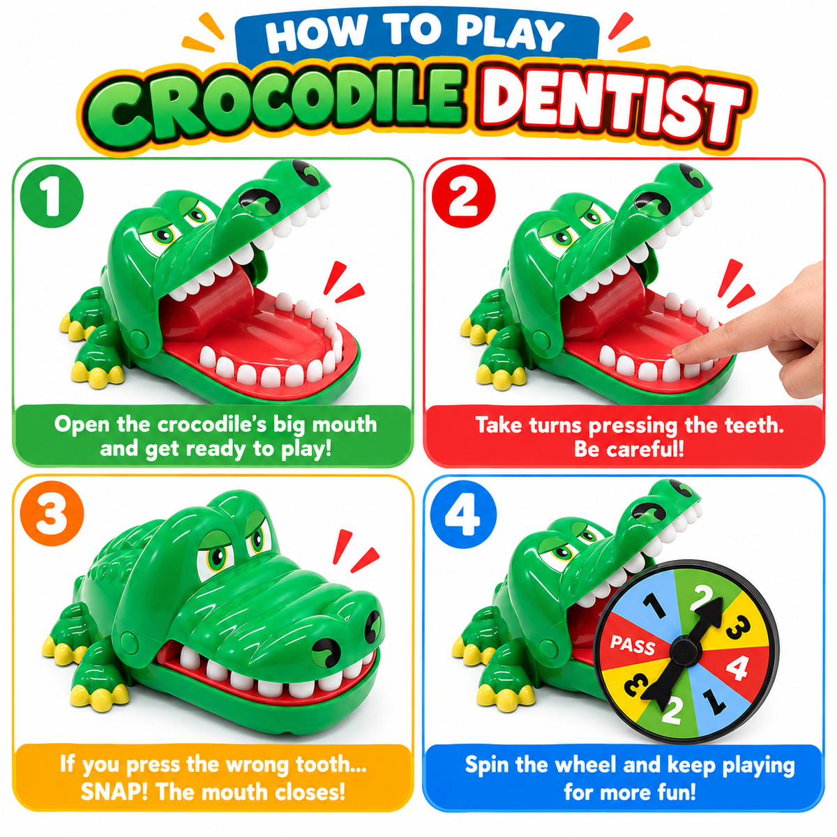 Upgraded Crocodile Teeth Dentist Game For Kids, Alligator Push Teeth Down - Funny Board Game