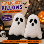 Ghost Pillow-Ghost Decor-Halloween Pillows Set of 2 White Cute Ghost Indoor Decorative Throw Pillow Ghost Plush Pillows for Halloween Decorative Home Sofa Bed Ghost Decor Cushion(11.8 Inch)
