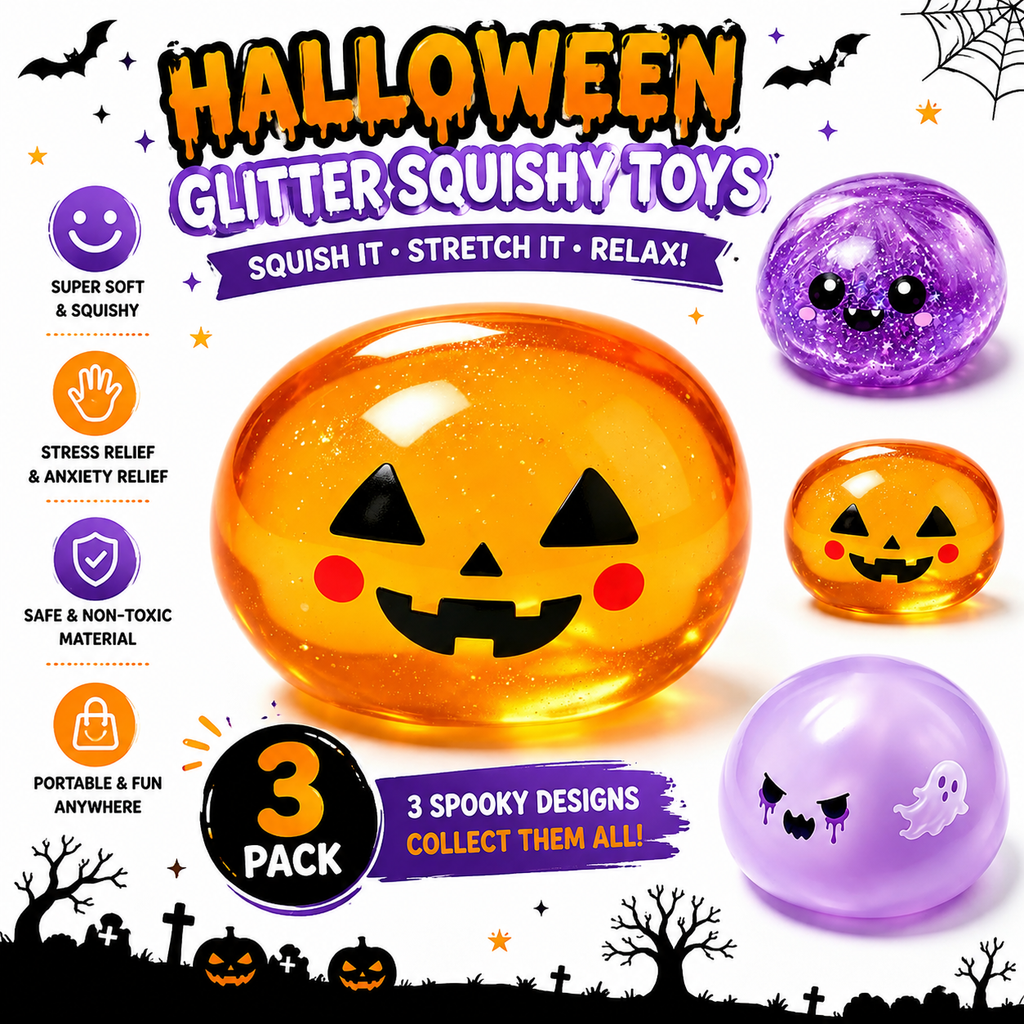 Halloween Spooky Ghost Ball - Halloween Squeeze with Box - Stress Relief Fidget Sensory for Anxiety Relief