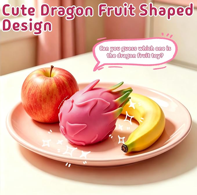 Dragon Fruit Squishy, Realistic Squishys Dragon Fruit Slow Rising Fidget Toy Stress Ball, Soft Squeeze Squishy Stress Relieve Toy, Flexible Squeezable Decompression Gift for Adults