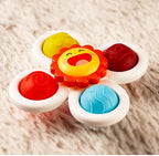 Strong Suction Cup Fidget - Rotating Sensory Bath Toys for Baby Christmas Stocking Stuffers - Airplane Car Travel Table & Window Toys for Toddler Boys and Girls - 10+ Months