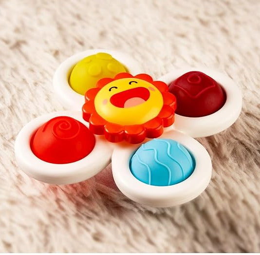 Strong Suction Cup Fidget - Rotating Sensory Bath Toys for Baby Christmas Stocking Stuffers - Airplane Car Travel Table & Window Toys for Toddler Boys and Girls - 10+ Months