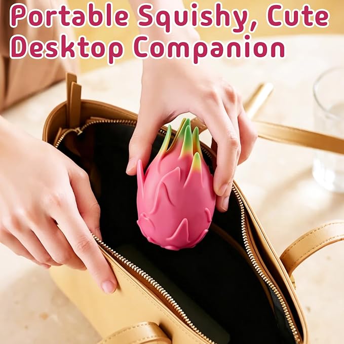 Dragon Fruit Squishy, Realistic Squishys Dragon Fruit Slow Rising Fidget Toy Stress Ball, Soft Squeeze Squishy Stress Relieve Toy, Flexible Squeezable Decompression Gift for Adults