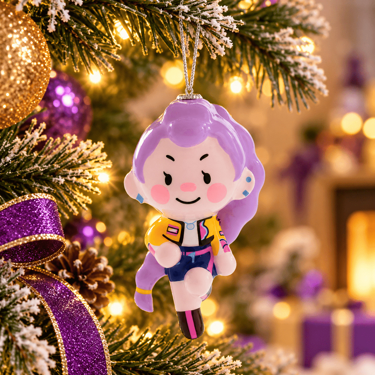 KPop Demon Hunters HUNTR/X Character Holiday Tree Decoration – Collectible Ornament, Choose Rumi, Mira or Zoey — Zoey