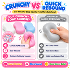 Crunchy Soap Squishy ASMR Toy - Soft Squeeze Fidget Toy with Satisfying Crunchy Texture - Soap Shaped Stress Relief Toy with Gift Box - Fun Novelty Gift for Kids Teens Adults (Pink)