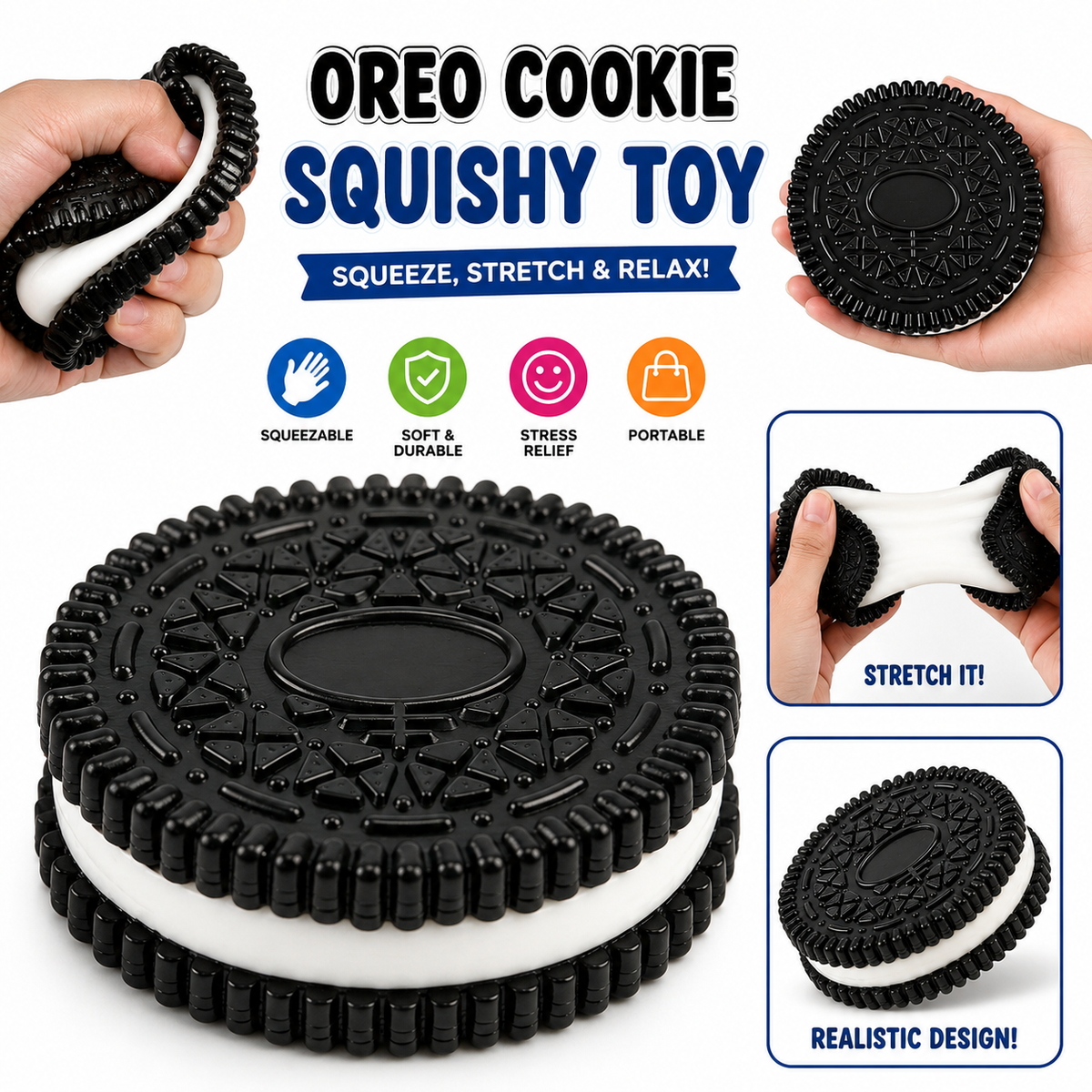 Sticky Cookie Squishy Toy – Soft Squeeze Sensory Fidget Toy for Kids & Adults