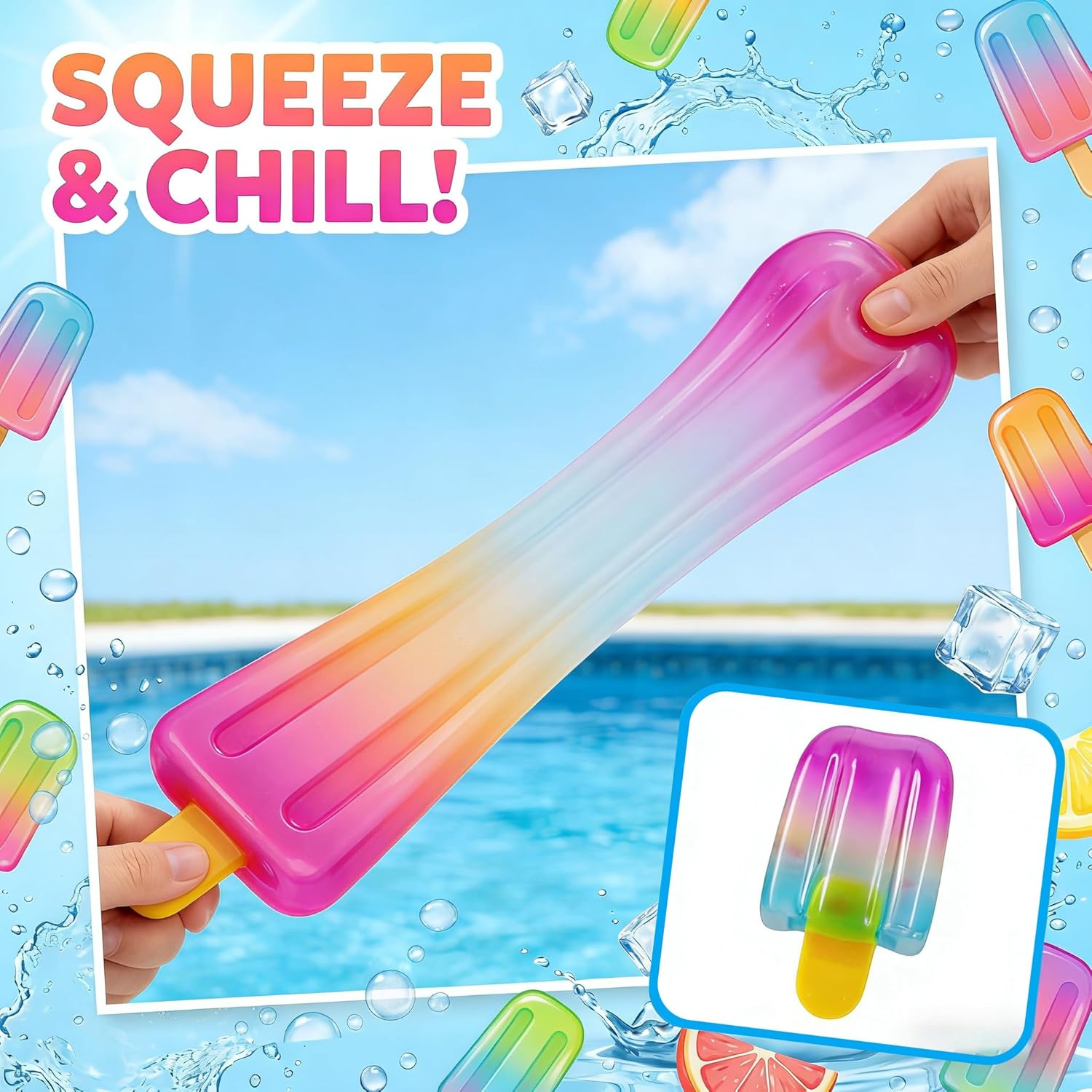 Ice Cream Squishy Toy - Summer Sensory Stress Relief Squeeze Popsicle