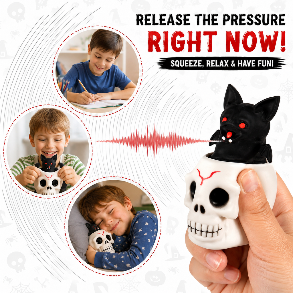 6Pcs Halloween Skull Stress Balls-Skull Squeeze Toy with Relieves Stress