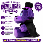 Purple Devil Bear Plush Toy – Cute Vampire Stuffed Animal with Top Hat & Cape