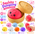 Dumpling Squishy Toys -  Gaint Dumpling Squishy Mystery Box - Assorted Colors - Colorful Squishies Dumplings Stress Balls Toy - Stocking Stuffers with Food Steamer Stretchy Desk Toy