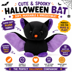 Plushland Halloween Black Bat Stuffed Animal Plush Toys,Soft Toy Gifts for Kids 7 Inch