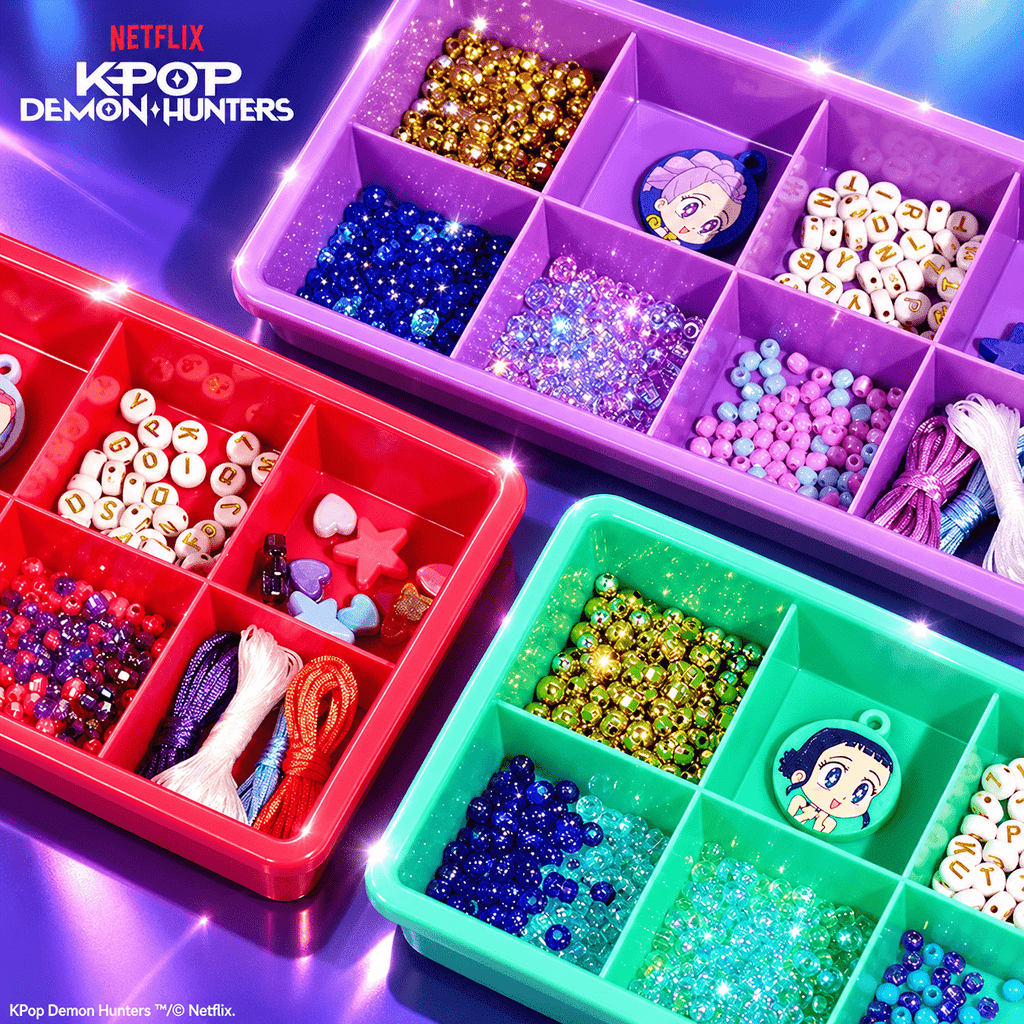 KPop Demon Hunters Bracelet Making Combo – Sparkle Bracelet Kit + Rumi, Mira & Zoey Friendship Bracelet 3-Pack