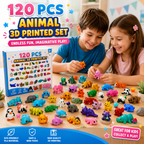 120 Pcs Mini 3D Printed Animal Set - Articulated Flexible Cute Animal Toys for Christmas - New Year - Birthday Gifts(Sizes Vary -  Styles Shipped Randomly)