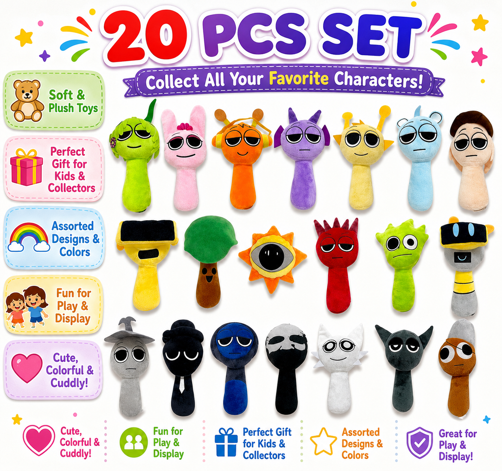 Kid Plush Toys – Set of 20 Soft & Colorful Stuffed Plushies for Gifting, Cuddling, Travel & Play – Premium Plush Toy Collection
