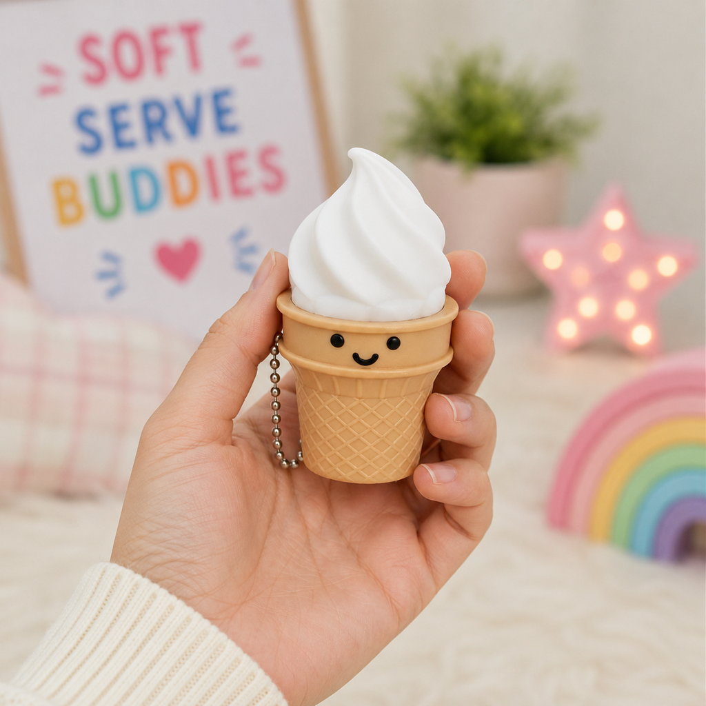 Ice Cream Clicker Fidget Toy Keychain – Satisfying Mechanical Switch Sensory Toy – Cute Backpack Charm & Stress Relief Gift for Teens & Adults (Deluxe Swirl 6-Pack)