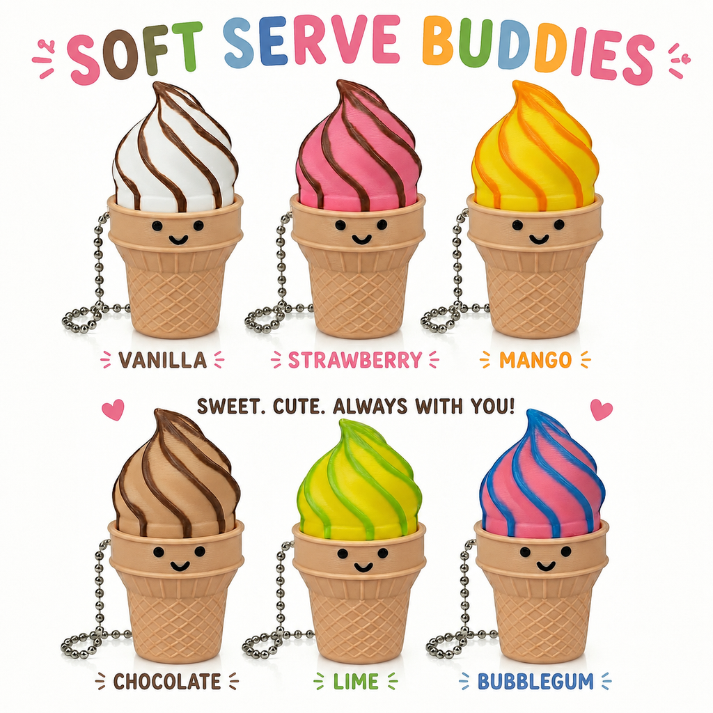 Ice Cream Clicker Fidget Toy Keychain – Satisfying Mechanical Switch Sensory Toy – Cute Backpack Charm & Stress Relief Gift for Teens & Adults (Deluxe Swirl 6-Pack)