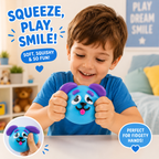 NEW Smushers Squishy - Curiosities Smushers Dog Face Swap Squishy - Cute Easy Squeezy Funny Face Squishy Stress Balls - Stress Relief Desk Accessory for Adults (Blue)