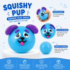 NEW Smushers Squishy - Curiosities Smushers Dog Face Swap Squishy - Cute Easy Squeezy Funny Face Squishy Stress Balls - Stress Relief Desk Accessory for Adults (Blue)
