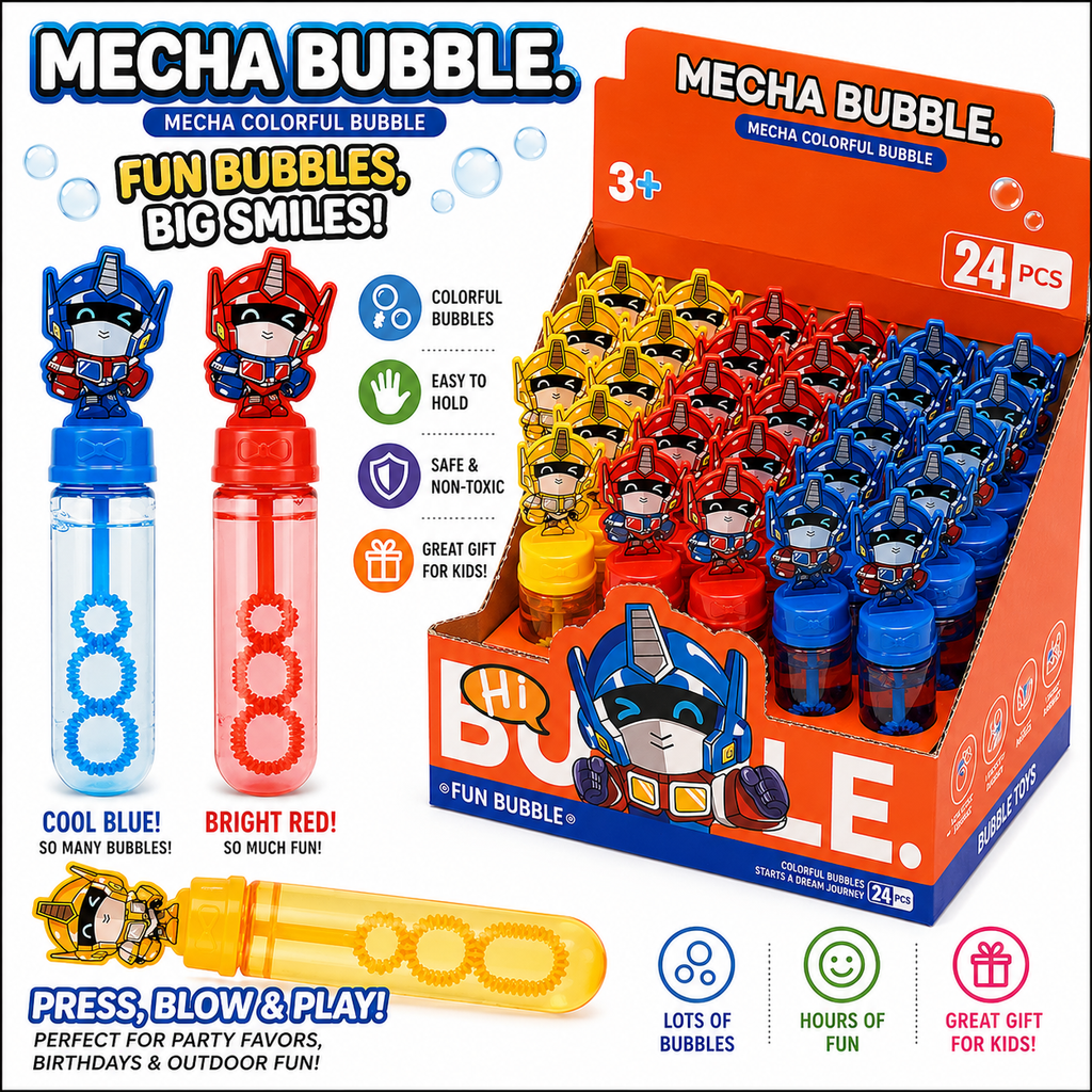 Transform Robot Party Favors Bubble Wands for Kids Rescue Robot Bubbles Birthday Party Supplies Goody Bag Stuffers Bubble Toy 24 pcs
