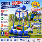 Pool Basketball Hoop with 4 Balls & 12 Rings - 2-in-1 Floating Pool Toys for Kids Adults - Water Game for Indoor Outdoor Swimming Backyard Party - Portable Summer Gifts for Boys Girls Ages 8-12 - Blue
