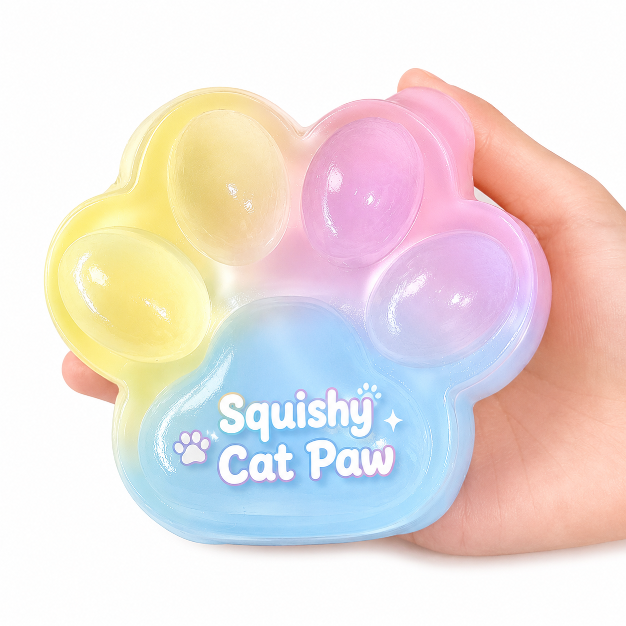 Big Taba Squishy Cat Paw - 5 in Large Paw Squeeze Toy for Stress Relief and Relax - Sticky Squishies Fidget Toys for Party Favors Novelty Things Birthday Gift (Tri-Color)
