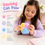 Big Taba Squishy Cat Paw - 5 in Large Paw Squeeze Toy for Stress Relief and Relax - Sticky Squishies Fidget Toys for Party Favors Novelty Things Birthday Gift (Tri-Color)