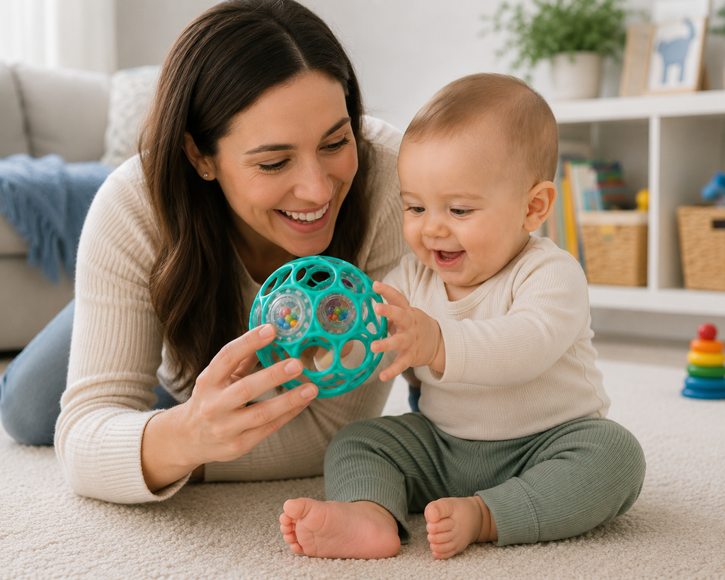 Oball Easy-Grasp Rattle BPA-Free Infant Toy in Teal - Age Newborn and up - 4 Inches